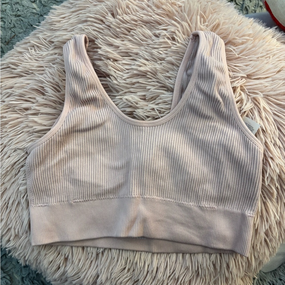 Aerie Ribbed Light Pink Sports Bra